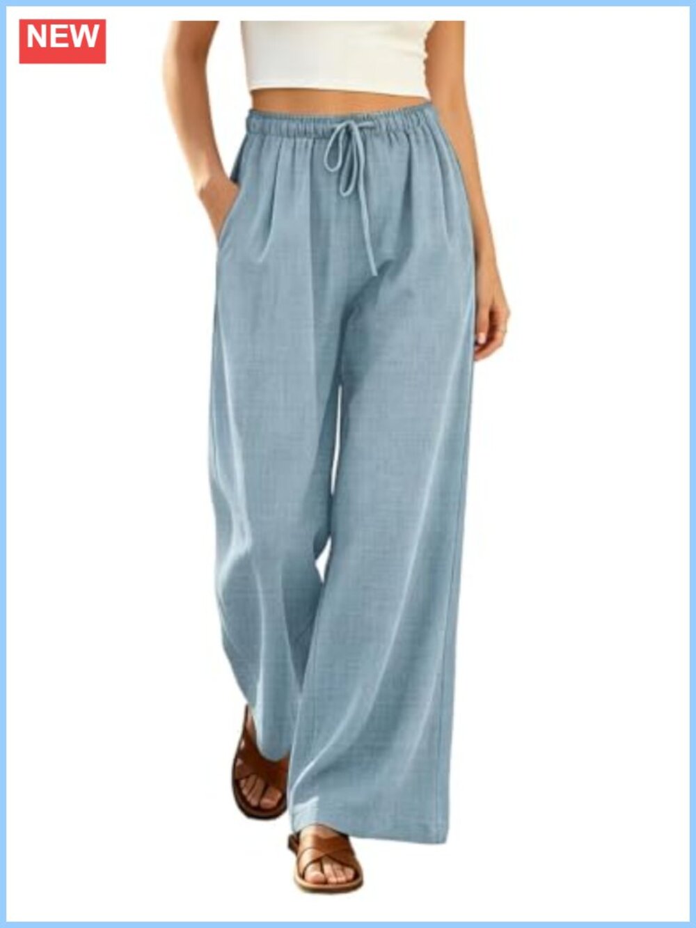Women's Wide Leg Palazzo Pants 100% Cotton Loose Casual Comfort